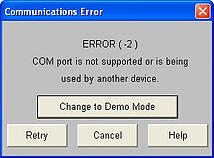 Spectrophotometer error message